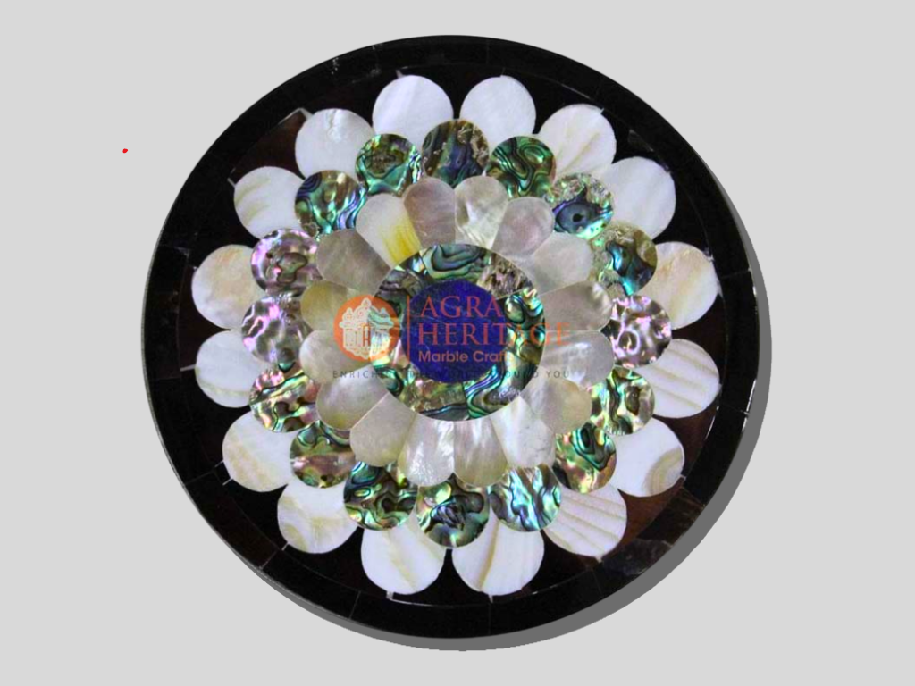 Precious Inlay Stone Marble Round Jewelry Box